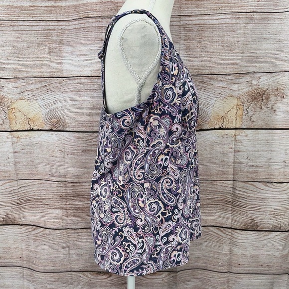Lands' End Women's Navy Retro Paisley Print Square Neck Tankini Size 14D - Picture 4 of 13